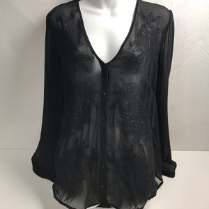 Zara | Sheer Black Blouse |‎ Size Small